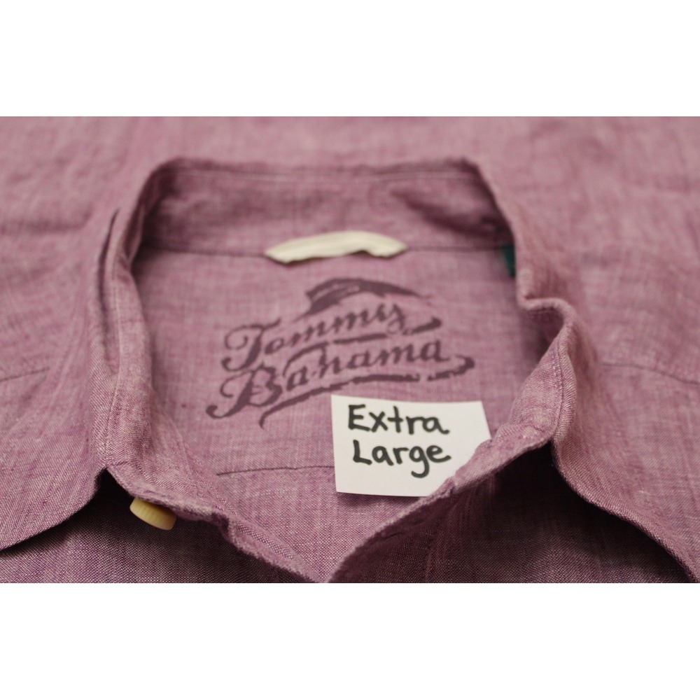 Tommy Bahama Shirt Mens XL Purple Solid Long Sleeve Linen Button Up Casual - Picture 3 of 9